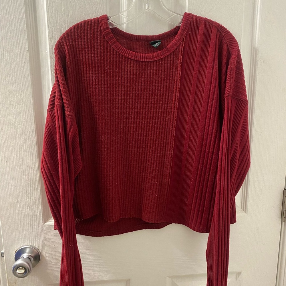 Red sweater crop top